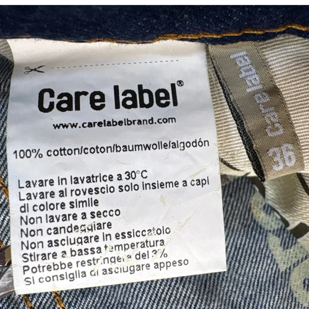 Care Label Jeans Mens 36 Slim 402 Blue Faded Distressed EUC